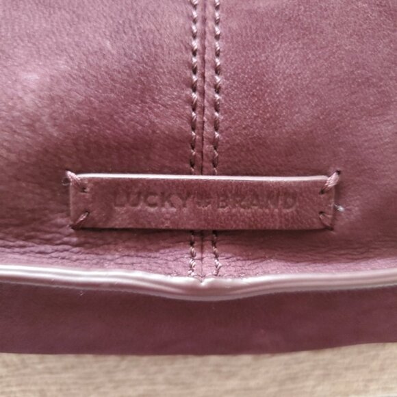 Vintage Lucky Brand Suede Leather Tassel Sachel Crossbody In Maroon - Picture 8 of 13